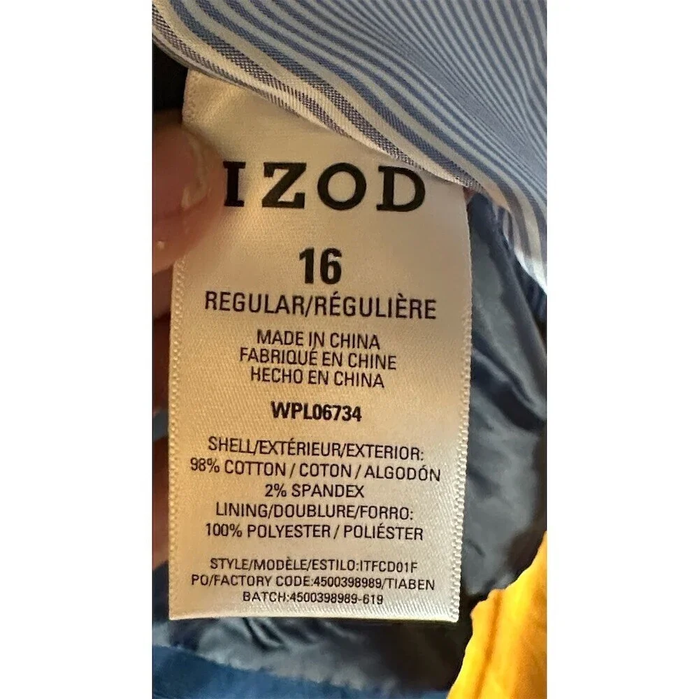 IZOD Boys Blazer Sport Coat Navy Blue Corduroy Lined 2-Button Size 16